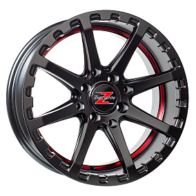 Barzetta ATV Satin Black With Red Stripe 7x16 4x156 10