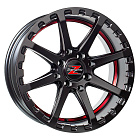 Barzetta ATV Satin Black With Red Stripe 7x16 4x137 10